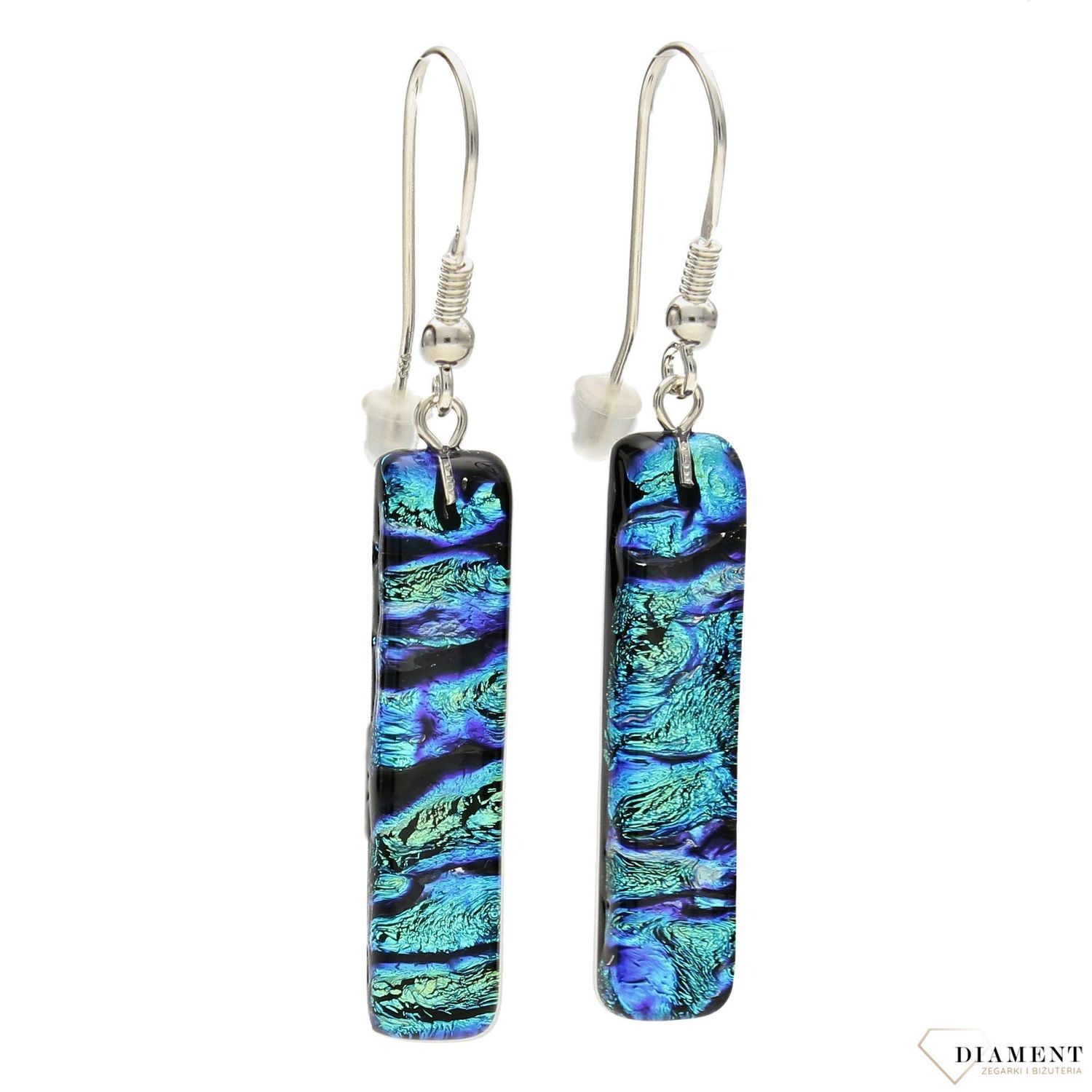 Kolczyki szkło weneckie wiszące niebieskie Murano 07.jpg